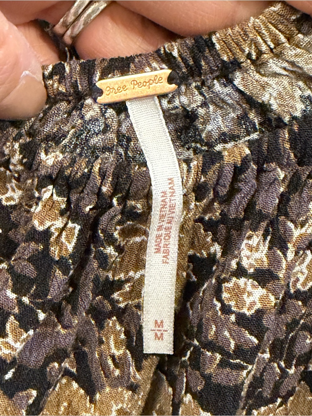 Free People Boho Paisley Floral Mini Dress Brown Black M - Picture 5 of 6